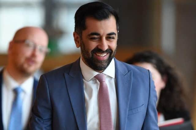 Humza Yousaf arrives to attend his debut First Minister’s Questions on Thursday (Picture: Andy Buchanan/AFP/Getty)