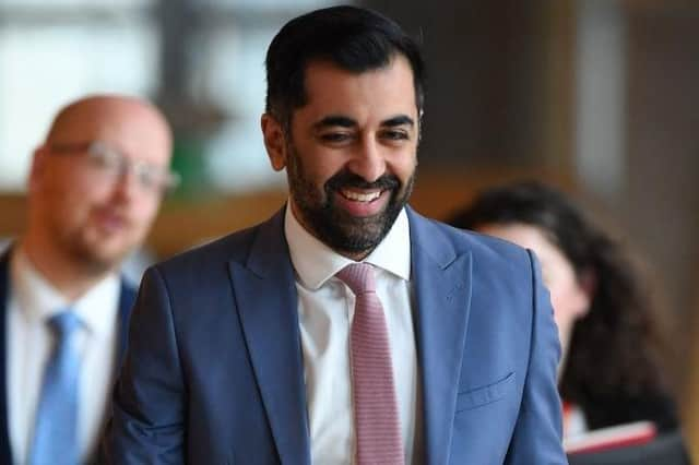 Humza Yousaf arrives to attend his debut First Minister’s Questions on Thursday (Picture: Andy Buchanan/AFP/Getty)