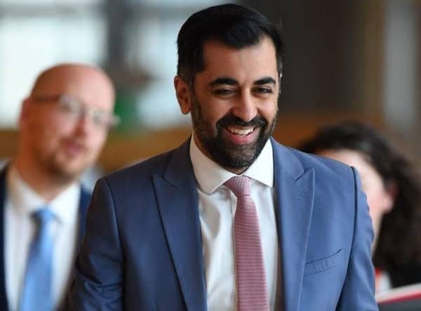 Humza Yousaf arrives to attend his debut First Minister’s Questions on Thursday (Picture: Andy Buchanan/AFP/Getty)