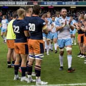 Edinburgh players applaud Glasgow Warriors off the pitch after last season's 1872 Cup match at BT Murrayfield. (Photo by Ross Parker / SNS Group)