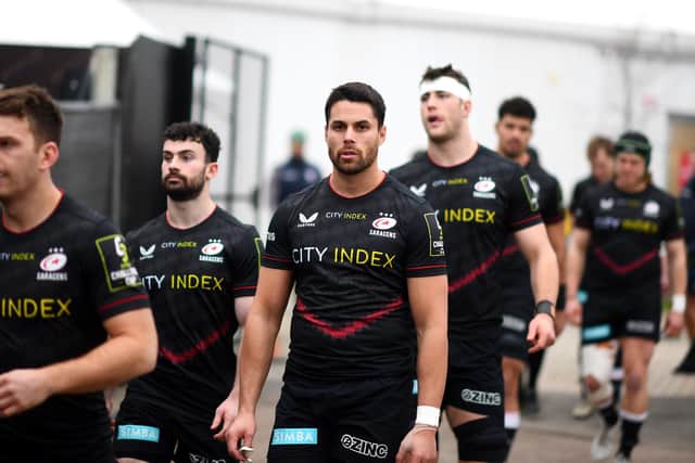 Sean Maitland, centre, has been in fine form for Saracens. (Photo by Alex Davidson/Getty Images)