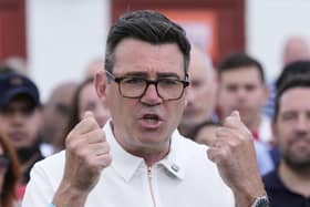 Andy Burnham at Ashton Town FC in Ashton-in-Makerfield, after winning the Makerfield by-election  PIC: Peter Byrne/PA Wire