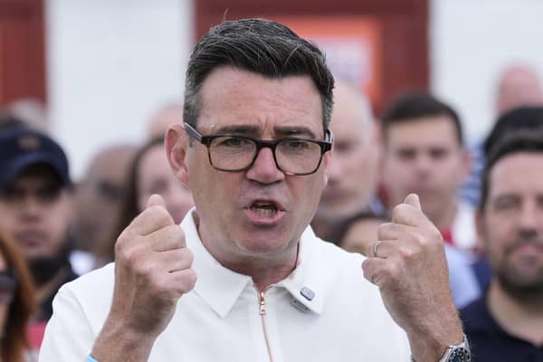 Andy Burnham at Ashton Town FC in Ashton-in-Makerfield, after winning the Makerfield by-election  PIC: Peter Byrne/PA Wire