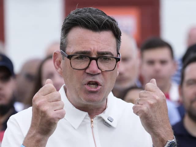 Andy Burnham at Ashton Town FC in Ashton-in-Makerfield, after winning the Makerfield by-election  PIC: Peter Byrne/PA Wire