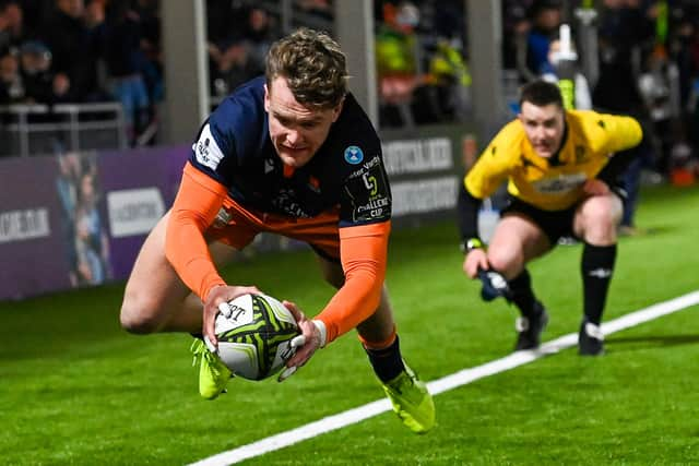 Edinburgh's Darcy Graham scores a first-half try against Brive.