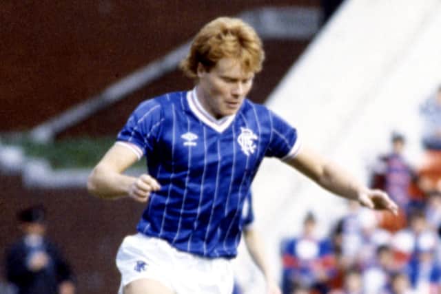 Dave MacKinnon in action for Rangers in a match against Aberdeen at Ibrox in September, 1983.
