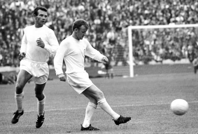 Leeds and Scotland star Billy Bremner (right) in action at Hampden in a 1968 friendly between Leeds and Celtic at Hampden