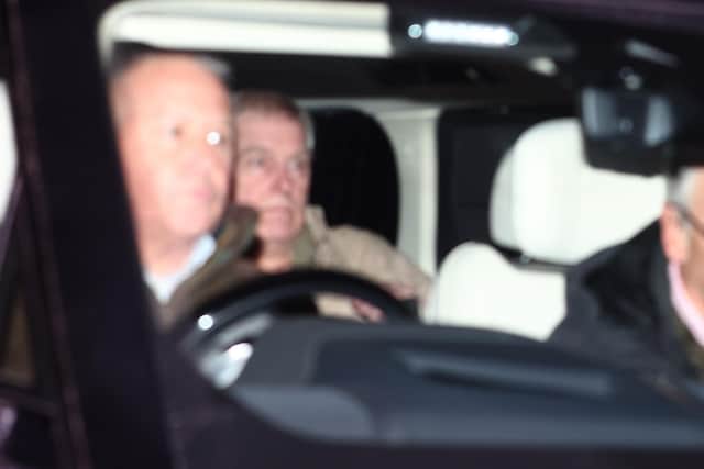 Andrew Mountbatten-Windsor is seen returning after leaving police custody, following his arrest earlier on Thursday in Sandringham, Norfolk. Andrew Mountbatten-Windsor has been arrested on suspicion of misconduct in public office, following police investigation into the recently release Epstein files. The former prince continues to deny any wrongdoing. Picture: Peter Nicholls/Getty Images
