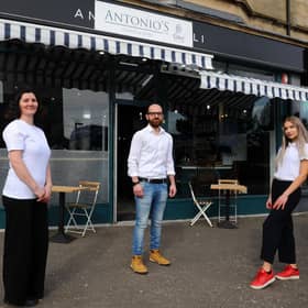 Antonio's Deli staff Alina Ionescu, Andrea Risiglione and Natalia Bator are preparing to reopen the Falkirk shop on Thursday, when customers will be able to settle their bill using cryptocurrency. Picture: Michael Gillen.