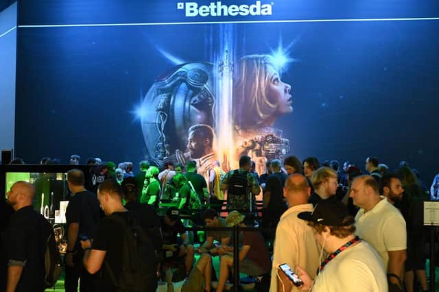 Visitors wait for a Starfield event at the Gamescom Xbox booth. Image: Ina Fassbender/AFP/Getty