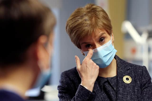 First Minister Nicola Sturgeon during a visit to the Western General Hospital, Edinburgh, to view preparations at the COVID-19 Vaccine Hub.