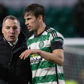 Celtic manager Brendan Rodgers and Matt O'Riley at full time after the Scottish Cup win over Buckie Thistle. (Photo by Alan Harvey / SNS Group)