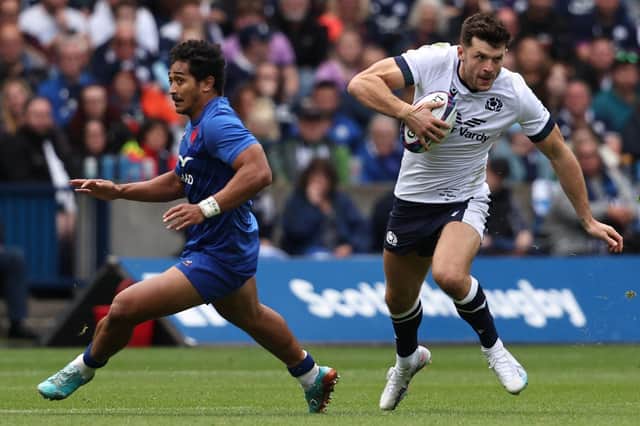 Scotland's Blair Kinghorn thought he carried well in the win over France at Scottish Gas Murrayfield and felt more comfortable at full-back.  (Photo by Ross MacDonald / SNS Group)