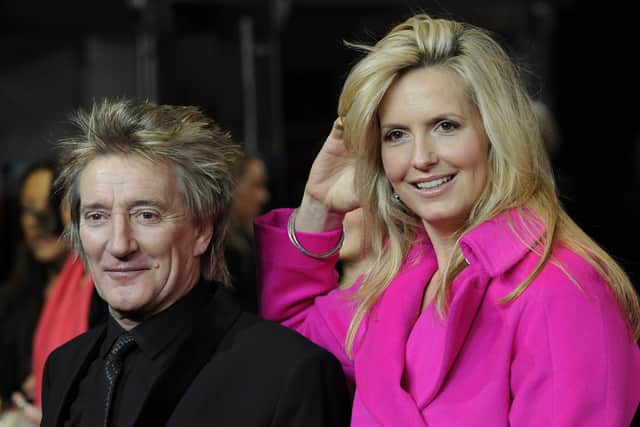 Former model and special constable Penny Lancaster (right) with husband Rod Stewart. Picture: Facundo Arrizabalaga/AFP via Getty Images