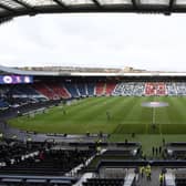 The Hampden pitch looking significantly better at distance than it played shortly  before Rangers Viaplay Cup semi-final over Aberdeen on Sunday afternoon. (Photo by Ross MacDonald / SNS Group)