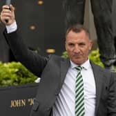 Brendan Rodgers addresses the fans outside the club's stadium following his Friday parading as Celtic manager for a second stint in which he will consider compromises to his natural expansive playing style to improve the club's standing in European competition. (Photo by Craig Foy / SNS Group)
