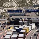 DOVER, ENGLAND - APRIL 03: Traffic moves through Dover Port on April 03, 2023 in Dover, England. Over the weekend, travellers had reported delays of more than 12 hours for ferries crossing the English Channel. By the early hours of Monday morning, traffic had largely returned to normal. (Photo by Dan Kitwood/Getty Images)