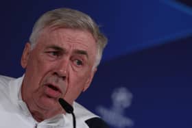 Real Madrid's Italian coach Carlo Ancelotti speaks to the press ahead of their match against Manchester City.