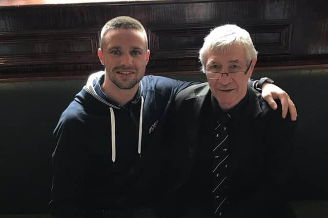 Josh Taylor and Ken Buchanan, pictured in 2017. Picture: @JoshTaylorBoxer/Twitter