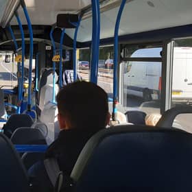 An autonomous bus on the M8 heading towards Edinburgh on September 14. (Photo by Alastair Dalton/The Scotsman)