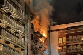 An image from social media site X, posted by Graham Simpson of a fire in Breadalbane Street, Edinburgh. Picture: Graham Simpson/PA/PA Wire