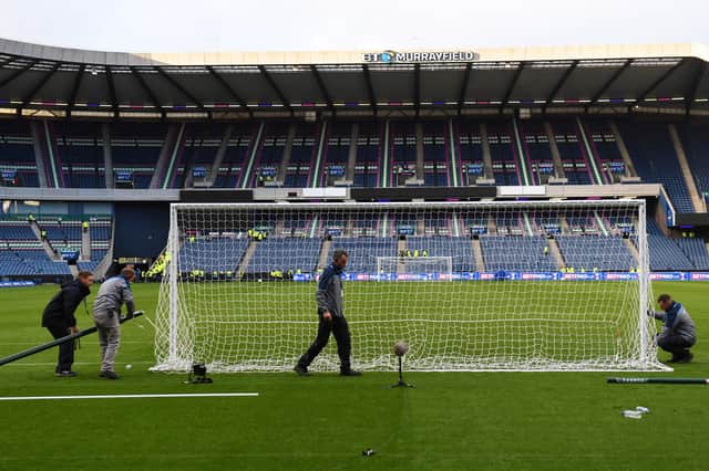Preparing BT Murrayfield for the 2018 Betfred Cup semi-final.