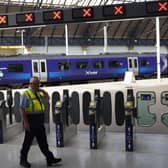 Ticket barriers at an empty Glasgow Queen Street station