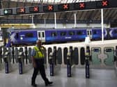 Ticket barriers at an empty Glasgow Queen Street station