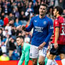 Attacking midfielder Tom Lawrence celebrates as he scores Rangers' fourth in the 6-0 win over Ross County at Hampden. (Photo by Alan Harvey / SNS Group)