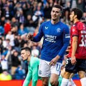 Attacking midfielder Tom Lawrence celebrates as he scores Rangers' fourth in the 6-0 win over Ross County at Hampden. (Photo by Alan Harvey / SNS Group)