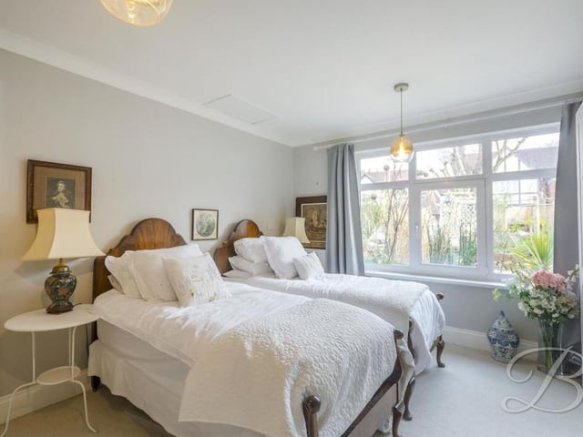 Bedroom number three has space for two single beds, if required. Other features include a carpeted floor, coving and a window to the side of the property.