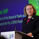 Anne-Marie Trevelyan addressing the COP26 climate change conference in Glasgow in November about gender equality while international trade secretary. Picture: Ian Forsyth/Getty Images