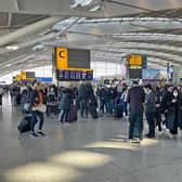 British Airways passengers in Heathrow Airport's Terminal 5 caught up in Saturday's disruption. Picture: Jonathan Brady/PA Wire