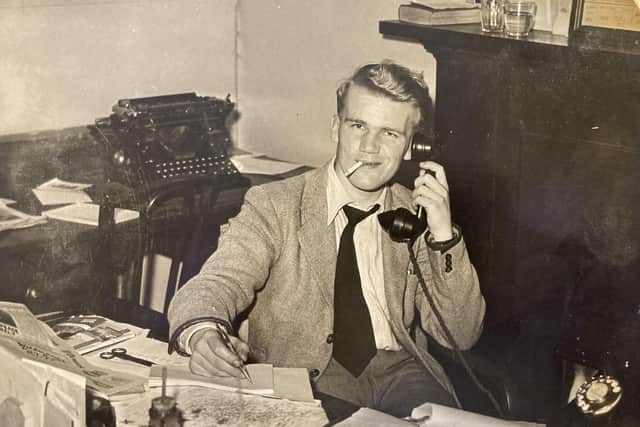 Laing Speirs looking every bit the dashing young newspaperman at the Evening Dispatch in 1957