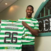 New Celtic signing Osaze Urhoghide is unveiled at Celtic Park. Picture: SNS