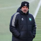 Ange Postecoglou during a Celtic training session at Lennoxtown ahead of facing Dundee United.