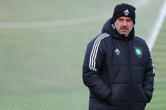 Ange Postecoglou during a Celtic training session at Lennoxtown ahead of facing Dundee United.