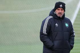 Ange Postecoglou during a Celtic training session at Lennoxtown ahead of facing Dundee United.