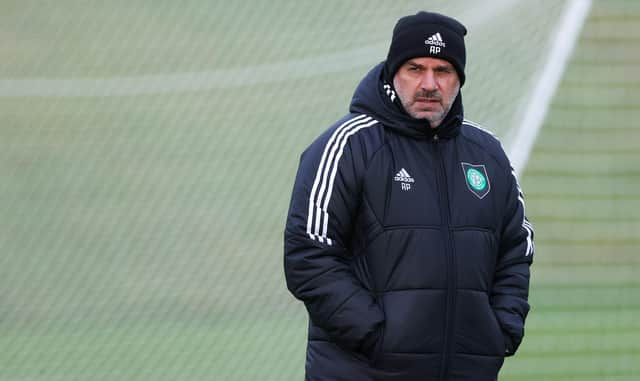 Ange Postecoglou during a Celtic training session at Lennoxtown ahead of facing Dundee United.