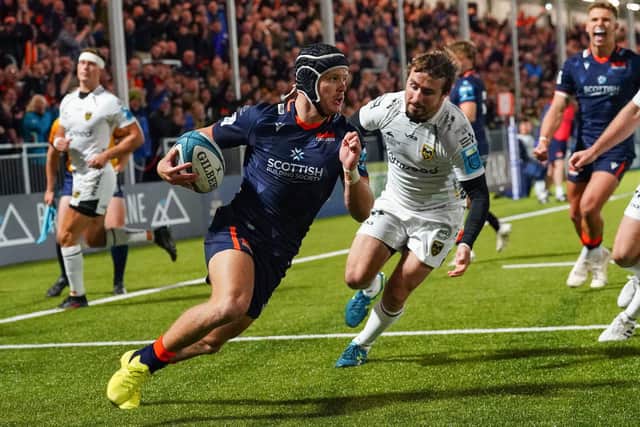 Darcy Graham scored two second half tries to pull Edinburgh clear of Dragons at the DAM Health Stadium. (Photo by Simon Wootton / SNS Group)