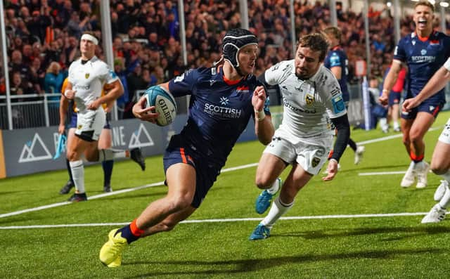 Darcy Graham scored two second half tries to pull Edinburgh clear of Dragons at the DAM Health Stadium. (Photo by Simon Wootton / SNS Group)