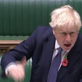 Britain's Prime Minister Boris Johnson speaking during Prime Minister's Question time (PMQs) in the House of Commons in London on November 4, 2020.