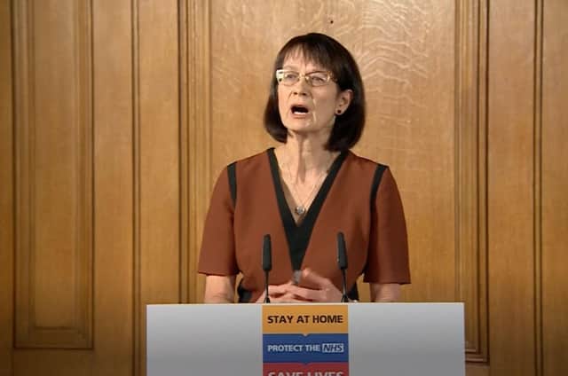Deputy Chief Medical Officer Dr Jenny Harries speaking at a media briefing in Downing Street