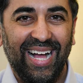 Humza Yousaf during a visit to the New Victoria Hospital in Glasgow.