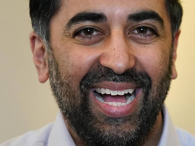 Humza Yousaf during a visit to the New Victoria Hospital in Glasgow.