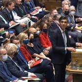Chancellor of the Exchequer Rishi Sunak delivering his Budget to the House of Commons in London yesterday.