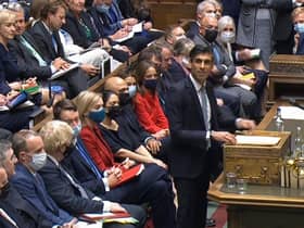 Chancellor of the Exchequer Rishi Sunak delivering his Budget to the House of Commons in London yesterday.