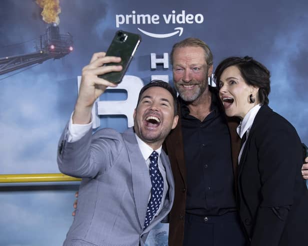 Martin Compston, Iain Glen and Emily Hampshire pictured at the premiere of The Rig in Edinburgh. Picture: Andrew Timms