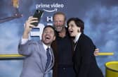 Martin Compston, Iain Glen and Emily Hampshire pictured at the premiere of The Rig in Edinburgh. Picture: Andrew Timms