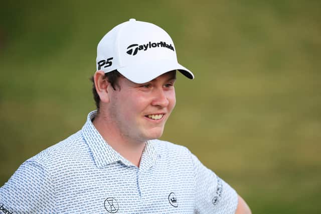 Bob MacIntyre smiles after sealing his maiden European Tour win with victory in the Aphrodite Hills Cyprus Showdown. Picture: Ross Kinnaird/Getty Images